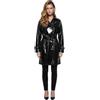 Charcoal Fashion Trench classico da donna in vinile lucido resistente all'acqua con cintura