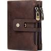 Yiko Portafoglio uomo Bifold Portafogli RFID con cerniera Portafoglio con zip in pelle di cavallo pazzo 10 slot