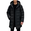 ZDSUHYIW Giacca invernale da uomo lunga giacca in piuma parka giacca trapuntata con cappuccio giacca termica pufferjacke impermeabile antivento giacca in piuma medio lungo classico windbreaker, Nero