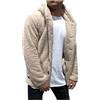 LJFIWY - Giacca da uomo soffice, in pile Teddy, con cappuccio invernale, aperta sul davanti, cardigan Sherpa, tinta unita, calda, in felpa, pullover, giacca, cappotto, abbigliamento, taglia 36-46