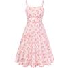Belle Poque Abito estivo da donna con spalline sottili, linea ad A, abito da sole midi con tasche, per vacanze e spiaggia, S