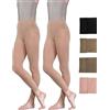 Silky Dance 2 paia di collant senza piedi per danza classica, 60 denari, confezione multipla per ragazze, bambini, bambini piccoli, adulti e donne, in nero, beige, color carne chiaro e rosa, Marrone chiaro, XL