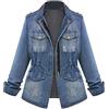 Generic Giacca di jeans da donna sciancrata, elasticizzata, in jeans, oversize, da donna, in denim, con bottoni, taglie grandi, per l'estate e la montagna, Blu, S