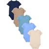 TupTam Body Neonato - Set 5 Body Bambino in Cotone - Body Neonato 0-3 Mesi Traspiranti e Comodi, Beige beige chiaro verde petrolio jeans blu blu scuro, 80