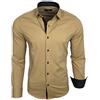 Baxboy B-500 - Camicia da uomo a maniche lunghe, per il tempo libero, per matrimonio, ufficio, slim fit, colletto beige. xxl