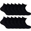 Fontana Calze, 12 paia di Mini Calza caviglia SANITAL SENZA MOLLA in cotone Filo di Scozia elasticizzato (44-47, NERO)