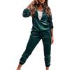 Minetom Tuta Sportiva Donna in Velluto Y2k Sportwear 2 Pezzi Completi Sportivi Felpa con Cappuccio a Zipper + Pantaloni Jogging Pigiama Set per Training Yoga Casual B Verde XL