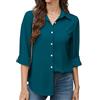 Stamain Camicetta da Donna Verde Acqua a Maniche Lunghe Camicia Ufficio Elegante in Chiffon con Colletto Alto Casual Blusa XL