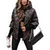 nicticsi Giubbotto Corta da Donna Invernale Caldo Cerniera Cappotto Patchwork di Peluche Casuale Vintage Outerwear con Tasca Giacche Polsini a Maglia F Nero M