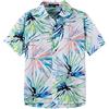 Spring&Gege - Camicia Hawaiana a Maniche Corte per Ragazzi, con Stampa Cartoon, Button Down (4-14 Anni), Foglia Bianca, 4-5 Anni