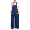 TYUSGH Salopette in denim per ragazze a gamba larga Cargo Jeans Salopette Bambini Estate Baggy Distressed Bavaglini Tuta Teen Casual Vintage Scuola Pantaloni, Blu scuro, 13-14 Anni