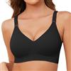 Xnova Donna Reggiseno Senza Ferretto con Cuscinetti, Stretch Leggero Reggiseni di Base Spalline Regolabili Senza Schienale, Comfort Intimo Bralette Invisibile Elasticizzato (Nero, S)