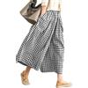 Rapbin Pantaloni Capri da donna estate 2026 in cotone elastico in vita pantaloni a quadri pantaloni casual da donna pantaloni leggeri, Gingham Nero, S