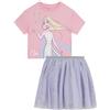 Disney Frozen Completo Bambina con T Shirt e Gonna Tutu, Elsa Outfit, Abbigliamento Bambina Estivo, 3-4 Anni