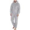 Oanviso Pigiami di Peluche da Uomo Tinta Unita Pigiama da Notte con Cappuccio e Cerniera Morbido e Comodo Onesie Lungo Pigiama Invernali Caldo Monopezzo Onesies Tuta da Casa A Grigio S