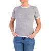 Marenza Girocollo Donna Manica Corta Bicolore Misto Cashmere Seta Made in Italy Maglione Paricollo Pullover Maglia Mezza Manica Lana Merino Cachemire Maglioncino Beige Blu Grigio Regalo (M, Grigio)