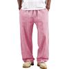 WZMYDBD Pantaloni Lino Uomo con Strisce Pantaloni Uomo Lino Estivi Trousers Traspirante Pantalaccio Larghi Vita Elastica Pantalone Classico Cotone di Lavoro Palestra Estivi Baggy Casual
