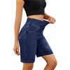 Generic Jeans da donna in denim, pantaloncini corti in cotone elasticizzato, a tinta unita, estivi, comodi, per il tempo libero, a gamba dritta, con tasche, pantaloni sportivi, Blu scuro, 3XL