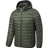 STILL GIACCA UOMO PIUMINO LEGGERO 100 GRAMMI COLORI PRIMAVERA ESTATE CAPPUCCIO REMOVIBILE MODA NEW L1211 (L, VERDE MILITARE)