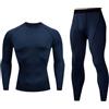 Fulidngzg Intimo Termico Uomo 4 Stagioni 2 Pezzi Compressione Asciugatura Rapida con Maglia Manica Lunga e Pantaloni Biancheria Tuta Termica Leggero Traspirante da Sci Running Ciclismo Moto Calcio Palestra,Blu
