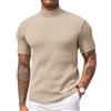 COOFANDY Maglietta da uomo a collo alto a maniche corte con colletto alla coreana superiore a costine pullover lavorato a maglia elastica tinta unita