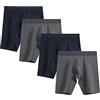 Nuofengkudu Uomo Pacco da 4 Lunghi Boxer Aderenti Taglie Grandi Senza Cuciture Mutande Elasticizzato Cotone Traspirante Underwear Sportivi Slip(2 Blu/2 Grigio Scuro,5XL)