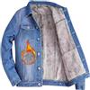 Oanviso Giacca in Jeans Uomo Invernale Manica Lunga Giacca Moda con Fodera in Peluche Colletto Rovesciato Giacca Leggera Cappotto in Denim Button Tasche Multiple Streetwear Cowboy B Blu Chiaro XL