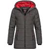 Geographical Norway Astana Lady Distribrands - Parka caldo da donna - cappotto di pelliccia sintetica spessa - giacca a vento invernale - piumino lungo foderato (Antracite S - Taglia 1)