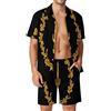 Generic Black American Heritage Flag - Set da spiaggia da uomo, 2 pezzi, camicia hawaiana e pantaloncini da bagno, set casual per le vacanze, Stile:, XL