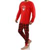 sesto senso Pigiama Natale Uomo Cotone Lungo Set Maniche Lunghe Pantalone Lungo Rosso Tema di Babbo Natale L 2576 Red