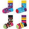 Happy Socks Carousel Gift Box, colorati e divertenti, Calzini per bambini, Rosso-Turchese-Giallo 4 paia (12-24M)