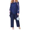 shownicer Completo Donna Elegante Tailleur in Chiffon 2 Pezzi Set Completi di Pantaloni da Cerimonia Due Pezzi Set Taglia Grande Abbigliamento per Business e Matrimoni