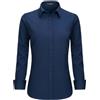Stamain Camicia Donna Manica Lunga No Stiro Blusa Elegante Regular Fit Camicetta Classica per Ufficio Lavoro Cerimonia vestibilità Comoda Blu Navy 4XL