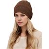 Prettystern Cashemire Berretto Reversibile Donna 100% Lana Cashmere Bicolore Due Strati Marrone Scuro Blu D03