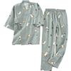 OWLONLINE Comodo Pigiama Kimono Giapponese da Donna in Puro Cotone
