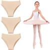 Artomnivera Confezione da 3 mutandine da danza per ragazze, senza cuciture, a vita alta, per danza e ginnastica, colore della pelle, per bambine dai 3 ai 12 anni, colore carne, Beige, 3-5 Years
