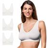 FOCENZA Reggiseno Donna Senza Ferretto 3 Pezzi, Brassiere con Spallina Larga in Microfibra Elasticizzata in Vari Colori, Made in Italy (Bianco, S-M)