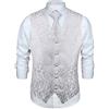 Enlision Gilet Uomo bianca Elegante Nozze Paisley Panciotto Jacquard Gilet da Abito Cravatta e Fazzoletto Set per Festa Sposa 3XL