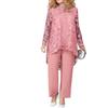 shownicer Completo Donna Elegante Tailleur in Chiffon 2 Pezzi Set Completi di Pantaloni da Cerimonia Due Pezzi Set Taglia Grande Abbigliamento per Business e Matrimoni A Rosa XXL