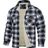 TACVASEN Uomo Giacca Termica in Pile Camicia di Flanella Casual da Boscaiolo (XXL, Nero)