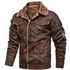 YAOTT Uomo Inverno Caldo Risvolto Giacca Cargo Casual di Pelle scamosciata sintetica Parka con fodera in lana con collo in pelliccia sintetica Giacca bomber Multitasche con ricamo patch Marrone XXL