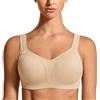 SYROKAN Reggiseno Sportivo Donna Sostegno Forte con Ferretto Imbottito Senza Rimbalzi Taglie Forti Beige 4C