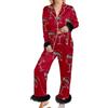 Zanisouta - Pigiama da donna, set natalizio, intimo lungo, con motivi divertenti, pigiama natalizio, chiusura a bottoni, pigiami natalizi, accoglienti ed eleganti, set da due pezzi, Natale, Xmas, O
