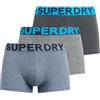 Superdry Boxer da uomo in confezione da tre, Corvo Nero Melange/Grigio Carsico Mega Macchiato/Fresco Blu Macchiettato, M
