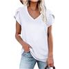 MQYXGS T-shirt donna manica corta scollo a V tinta unita casual sciolto top estivi per donna estate scollo a V elastico manica corta donna top tunica top manica corta magliette tinta unita camicie S-XXL
