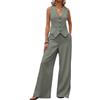 shownicer Completo Donna Elegante Tailleur 2 Pezzi Set Senza Maniche Blazer Gilet e Pantaloni Curvy Completo Due Pezzi Costume Suit Casual Outfits Streetwear A Verde L