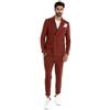 Giosal Abito Uomo in Lino Vestito Doppiopetto Completo Giacca Pantalone Tinta Unita Elegante (Mattone, 48)