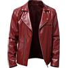 Modeewel Giacca in pelle da uomo in vera pelle sintetica, colori assortiti, giacca da pilota, per feste in costume, y2K, Streetwear, giacca da motociclista, Colore: rosso, M