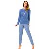 Il Granchio Pigiama Donna Invernale in Caldo Jacquard Pigiama Donna Felpato Diverse Fantasie (6031 Denim, XL)