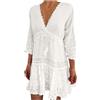 Generico Copricostume Bianco Sarong Donna Pareo Kimono Gonna Pareo Lunga Pareo Grande Donna Mare Chiffon Gonnellina Mare Giacca all'Uncinetto Copri Costume Bianco Chimono Donna Vestitino per Mare